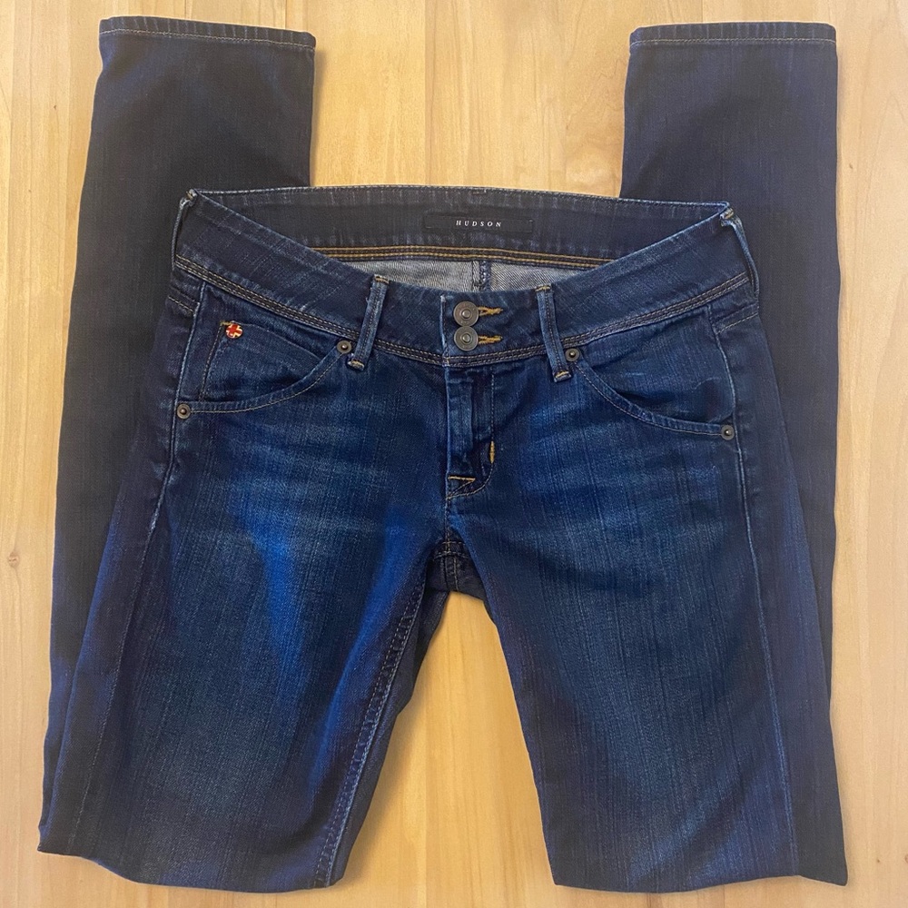 Hudson Jeans Collin Flap Pocket Double Button Dark Blue Denim Skinny Jeans 26